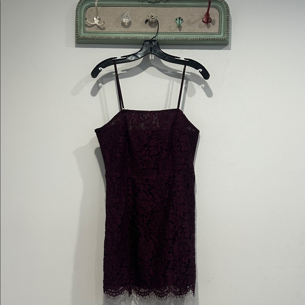 Chaser Burgundy Lace spaghetti strap Mini Dress medium new with tags